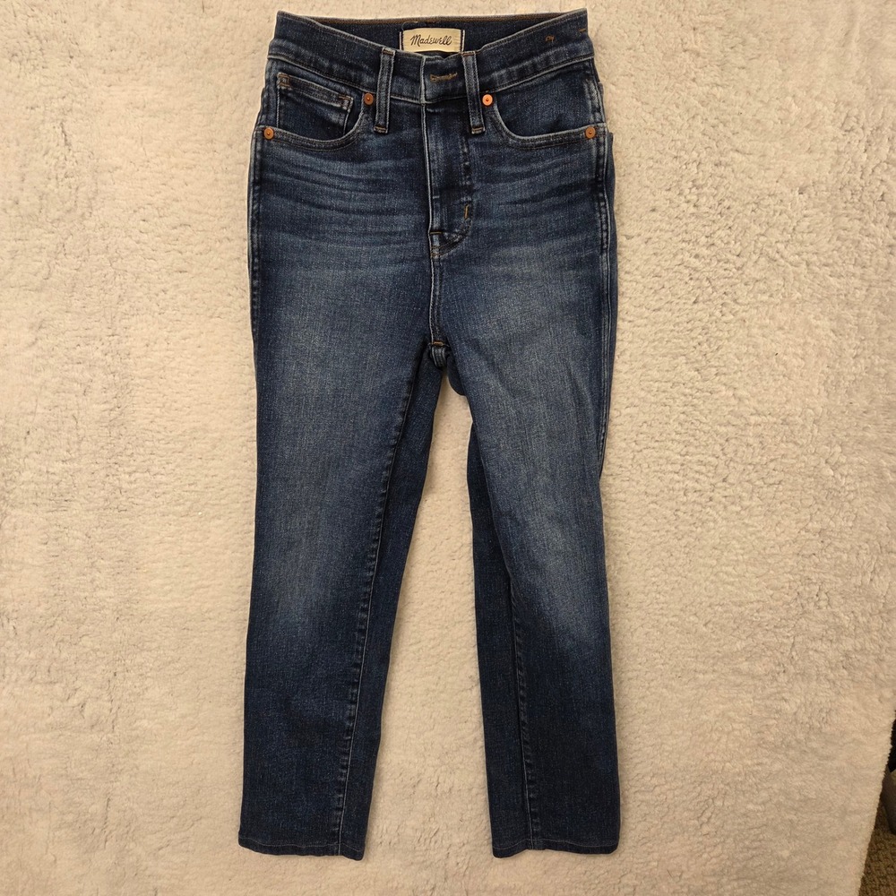 Madewell Stovepipe High Rise Dark Wash Denim Jeans Women Size 23